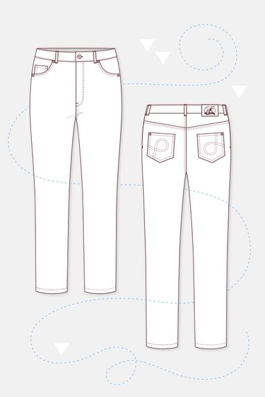 Schnittmuster Jeans 3 selbernähen - technische Zeichnung